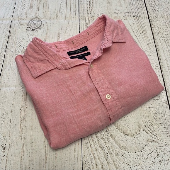 Banana Republic Soft Pink Linen Casual Button-Down Shirt Large - Picture 3 of 9